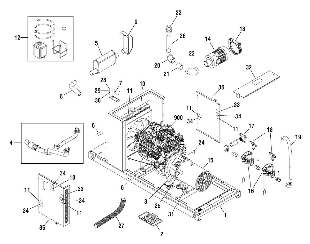 Main Unit Group Diagram and Parts List for 076071-0  Briggs and Stratton Generator